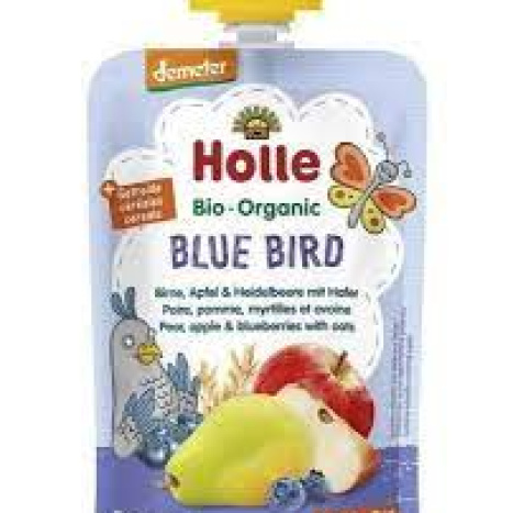 HOLLE Organic pouch puree pear, apple and blueberry with oats 100g