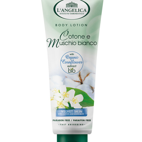 L'ANGELICA body lotion with organic cotton extract and white musk 300ml
