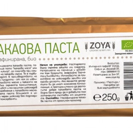 ZOYA RAW ORGANIC CACAO Organic Cocoa paste 250g
