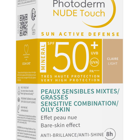 BIODERMA PHOTODERM NUDE TOUCH MINERAL LIGHT SPF50+ Слънцезащитен флуид за комбинирана и мазна кожа светъл цвят 40ml