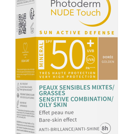 BIODERMA PHOTODERM NUDE TOUCH MINERAL GOLDEN SPF50+ Sunscreen fluid for combination and oily skin golden color 40ml