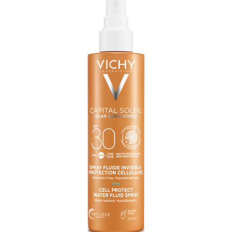 VICHY SOLEIL SPF30 CELL PROTECT слънцезащитен флуиден спрей за лице и тяло 200ml