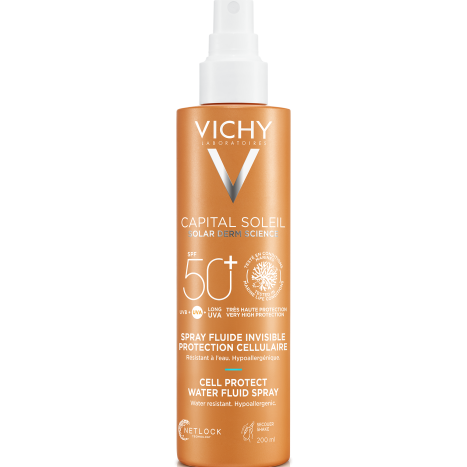 VICHY SOLEIL SPF50+ CELL PROTECT слънцезащитен флуиден спрей за лице и тяло 200ml