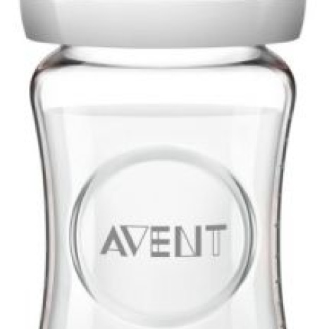 AVENT Стъклена бутилка Natural 240ml биберон с 2 дупки 1м+