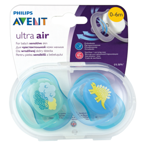 AVENT Orthodontic pacifiers Ultra air dinosaur 0-6m x 2