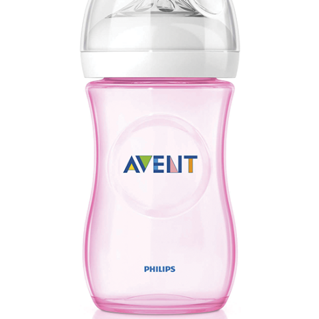 AVENT Bottle Natural 260ml teat 1 hole 1m+ pink color