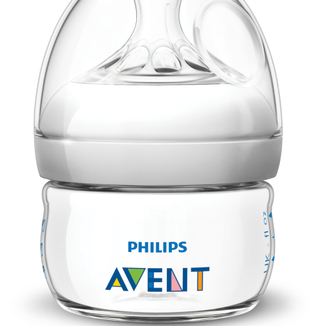 AVENT Bottle Natural 60ml / pacifier with 1 hole First Flow 0 m+/ neutral color