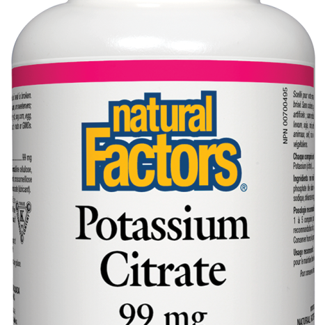 NATURAL FACTORS POTASSIUM CITRATE Potassium 99mg to support the muscular system x 90 caps