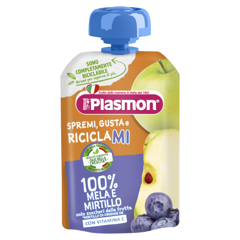 PLASMON fruit snack apple and blueberry 6+m 100g 2462