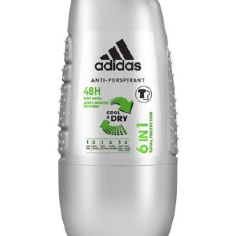 ADIDAS Men Cool & Dry 6in1 roll-on for men 50ml