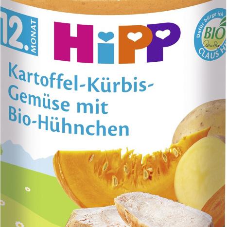 HIPP BIO POTATOES AND PUMPKIN WITH VEGETABLES AND CHICKEN 250g 6810