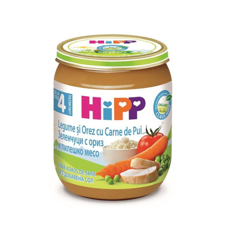 HIPP BIO PUSHED CHICKEN WITH RICE AND VEGETABLES 125g 6253