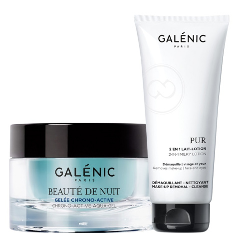 GALENIC PROMO BEAUTE DE NUIT chrono-active aqua gel 50ml + PUR 2 in 1 make-up remover for face and eyes 200ml