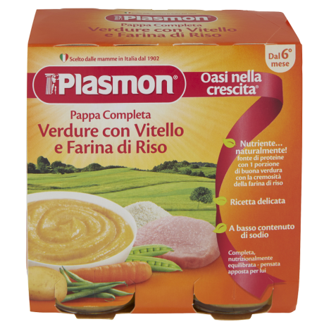 PLASMON 1123 ready meal beef with vegetables and rice 6+m 2 x 190g