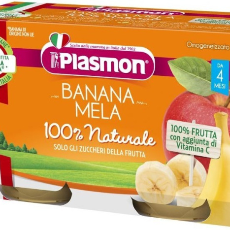 PLASMON 3507 пюре банан с ябълка 4+м 2 x 104g