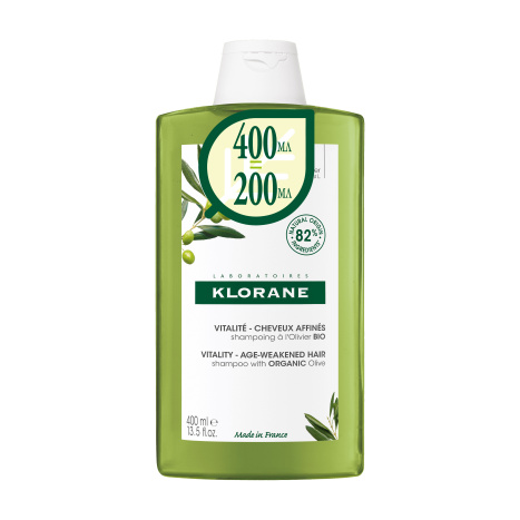 KLORANE Shampoo for thinning, aging hair with organic Olive 400ml at the price of 200ml