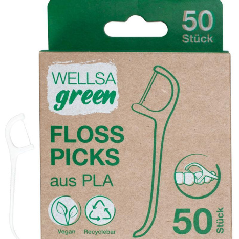 WELLSAMED WELLSAGREEN Dental Floss with Stick Vegan in PLA x 50
