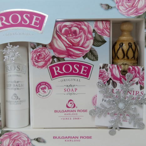 BG ROZA KARLOVO PROMO ROSE ORIGINAL lip balm stick + soap + muskal souvenir