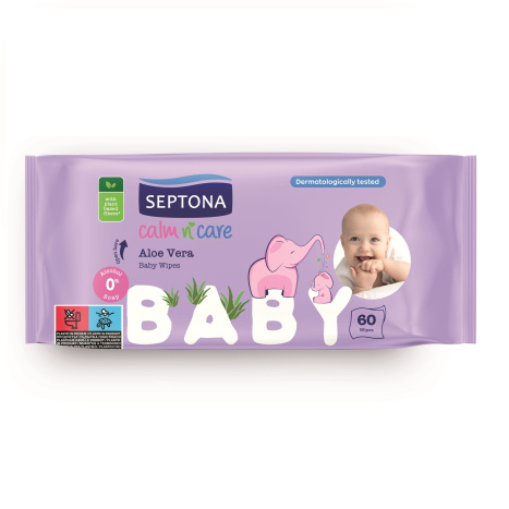 SEPTONA ALOE Wet Cleansing Wipes for Babies x 60