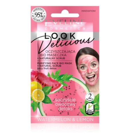 EVELINE LOOK DELICIOUS Purifying organic face mask + natural scrub - watermelon and lemon 10ml