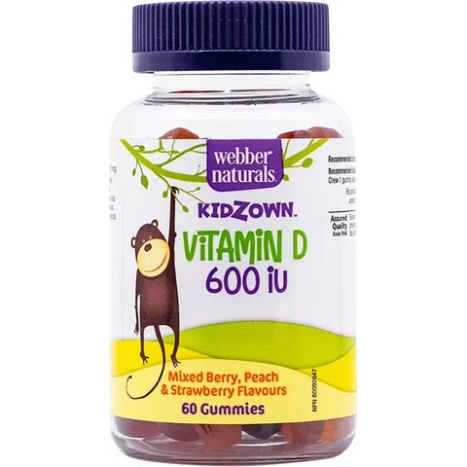 WEBBER NATURALS KIDZOWN Vitamin D3 600 IU for Children Gummies x 60 gummies