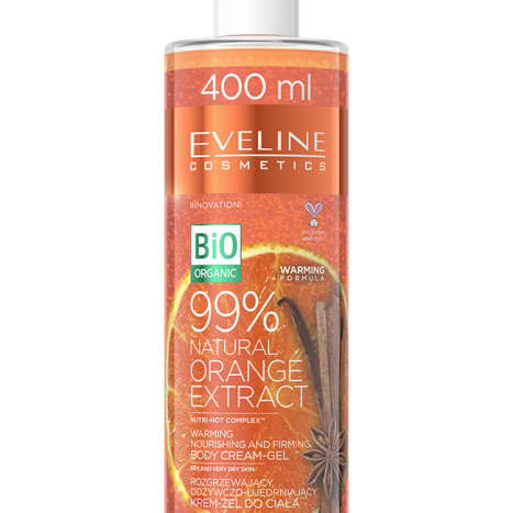 EVELINE 99% Natural ORANGE EXTRACT Подхранващ и стягащ крем-гел за тяло - загряваща формула 400ml