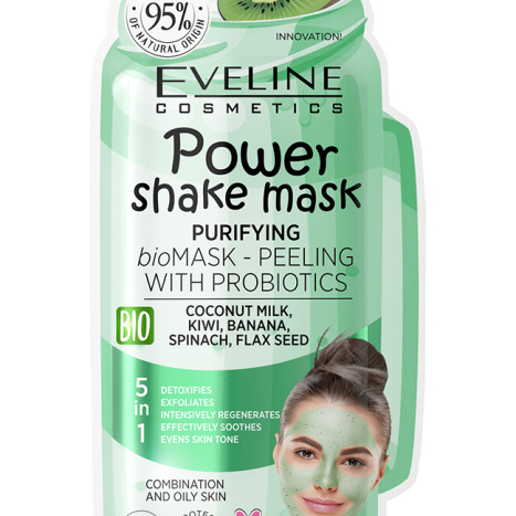 EVELINE POWER SHAKE Cleansing-peeling organic facial mask with Probiotics 10ml