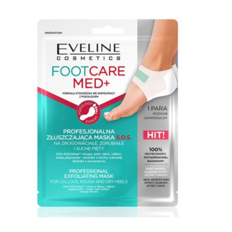EVELINE FOOT CARE MED+ PROFESSIONAL Exfoliating SOS textile mask for problem heels 1 pair - effect in 7 days