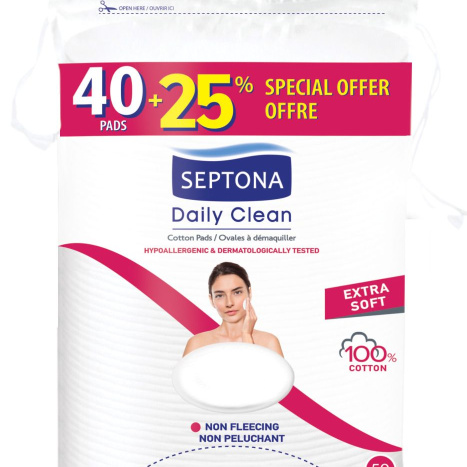 SEPTONA makeup remover pads double-sided oval x 40+25%