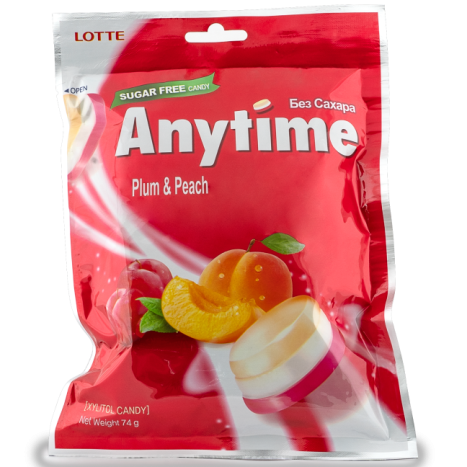 XYLITOL xylitol candies Anytime Peach Plum 74g