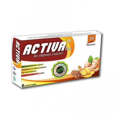 ACTIVA PLUS Lozenges For a healthy throat Ginger, Honey and Cinnamon x 16 past