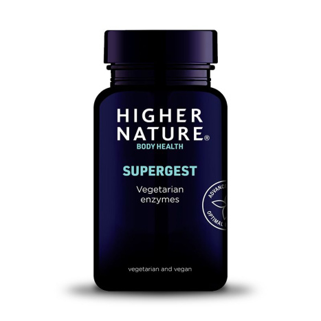 HIGHER NATURE SUPERGEST DIGESTIVE ENZYMNES подпомага храносмилането и подкрепя здравето на панкреаса x 30 caps