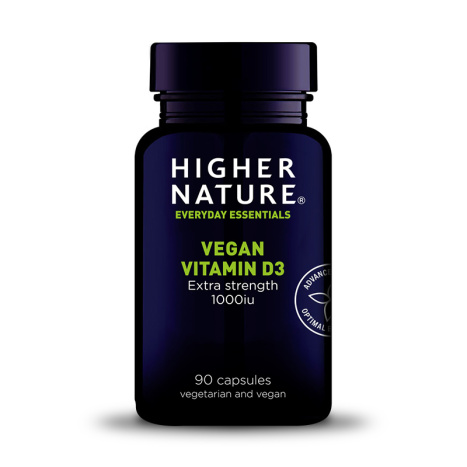 HIGHER NATURE VITAMIN D3 Vegan 1000IU for immunity and bones for vegans x 90 caps