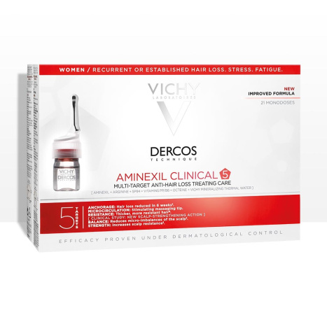 VICHY DERCOS AMINEXIL CLINICAL 5 ампули против косопад при жени 21 х 6 ml