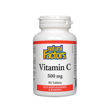 NATURAL FACTORS Витамин C 500mg + шипка x 90 caps