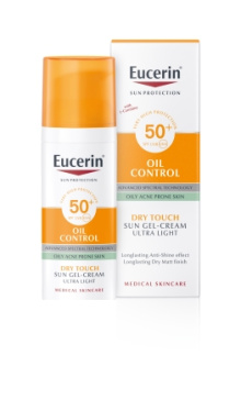 EUCERIN SUN SPF50+ Слънцезащитен гел-крем за лице за мазна кожа 50ml