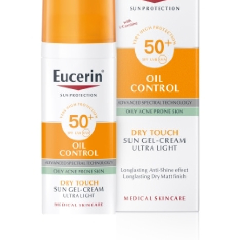 EUCERIN SUN SPF50+ Слънцезащитен гел-крем за лице за мазна кожа 50ml