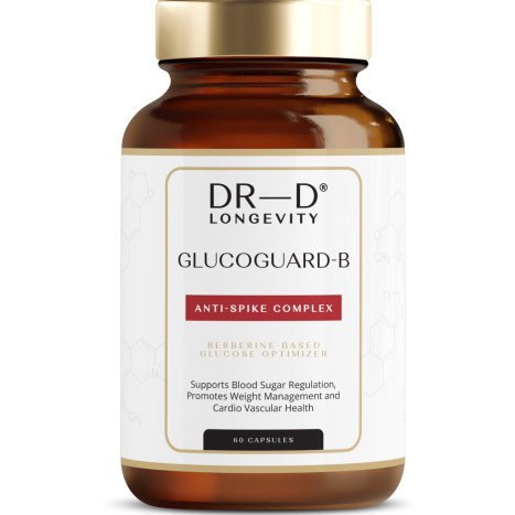 DR-D Longevity GLUCOGUARD-B за оптимизиране на кръвната захар, богата на Берберин HCL x 60 caps