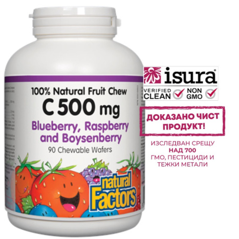 NATURAL FACTORS VITAMIN C for kids forest fruit 500mg x 90 caps