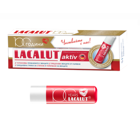 LACALUT PROMO ACTIV toothpaste 75ml + lip stick