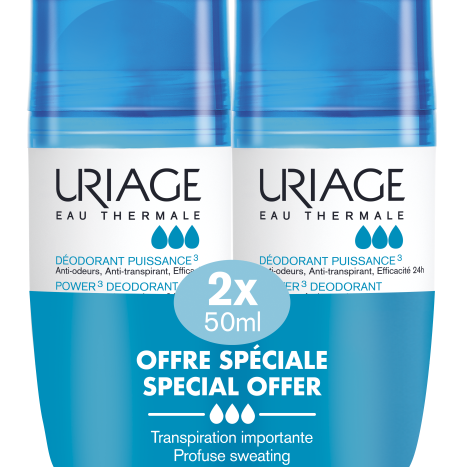 URIAGE DUO POWER 3 рол-он при интензивно изпотяване 2 x 50ml
