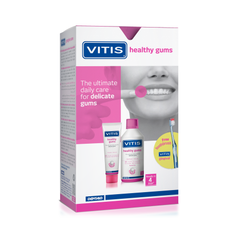 DENTAID VITIS Gingival set - mouthwash 500ml+toothpaste 100ml+toothbrush gift