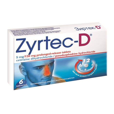 ZYRTEC-D 5mg/120mg x 6 tabl