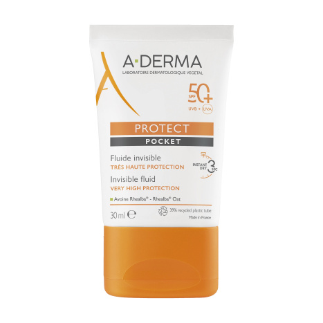 A-DERMA PROTECT POCKET SPF50+ невидим флуид много висока защита UVB+UVA 30ml