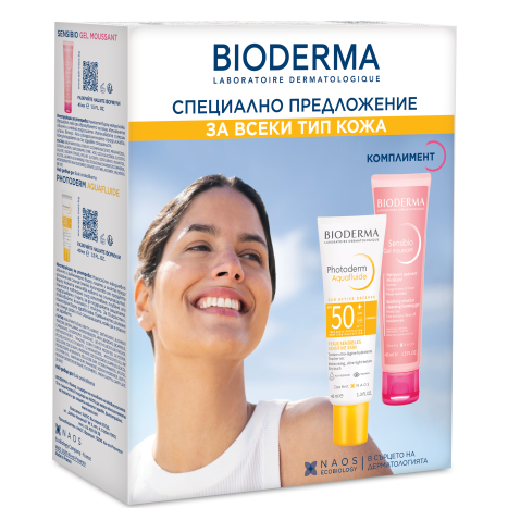 BIODERMA PROMO PHOTODERM AQUAFLUID SPF50+ флуид 40ml + SENSIBIO измивен гел 45ml