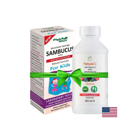 PHYTO WAVE PROMO SAMBUCUS NIGRA за деца 120ml + VITAMIN C течен 120ml