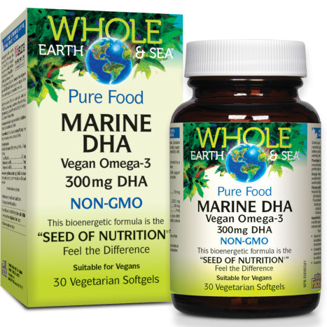 NATURAL FACTORS WHOLE EARTH & SEA Marine DHA Vegan Omega-3 x 30 softgels