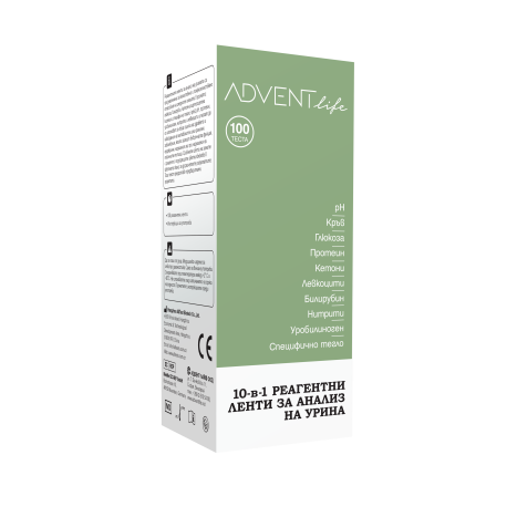 ADVENT LIFE Реагентни ленти за анализ на урина- 100бр (с проба от урина)- 10в1