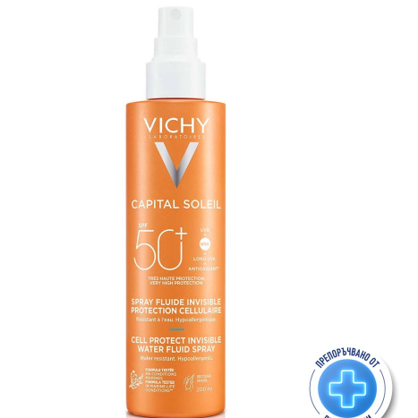 VICHY SOLEIL SPF50+ CELL PROTECT слънцезащитен флуиден спрей за лице и тяло 200ml