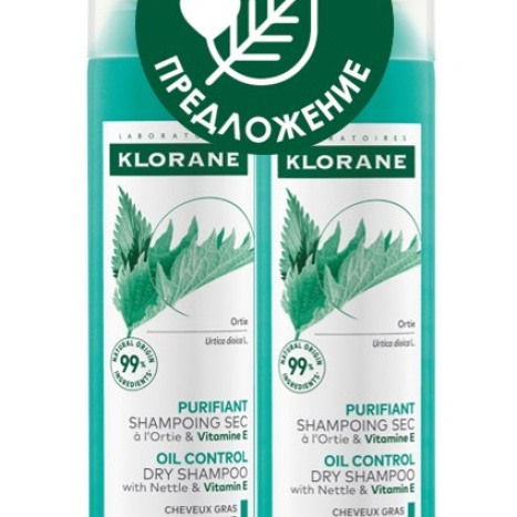 KLORANE DUO Shampoo dry with nettle for oily hair 150ml 1+1 -50% of the second